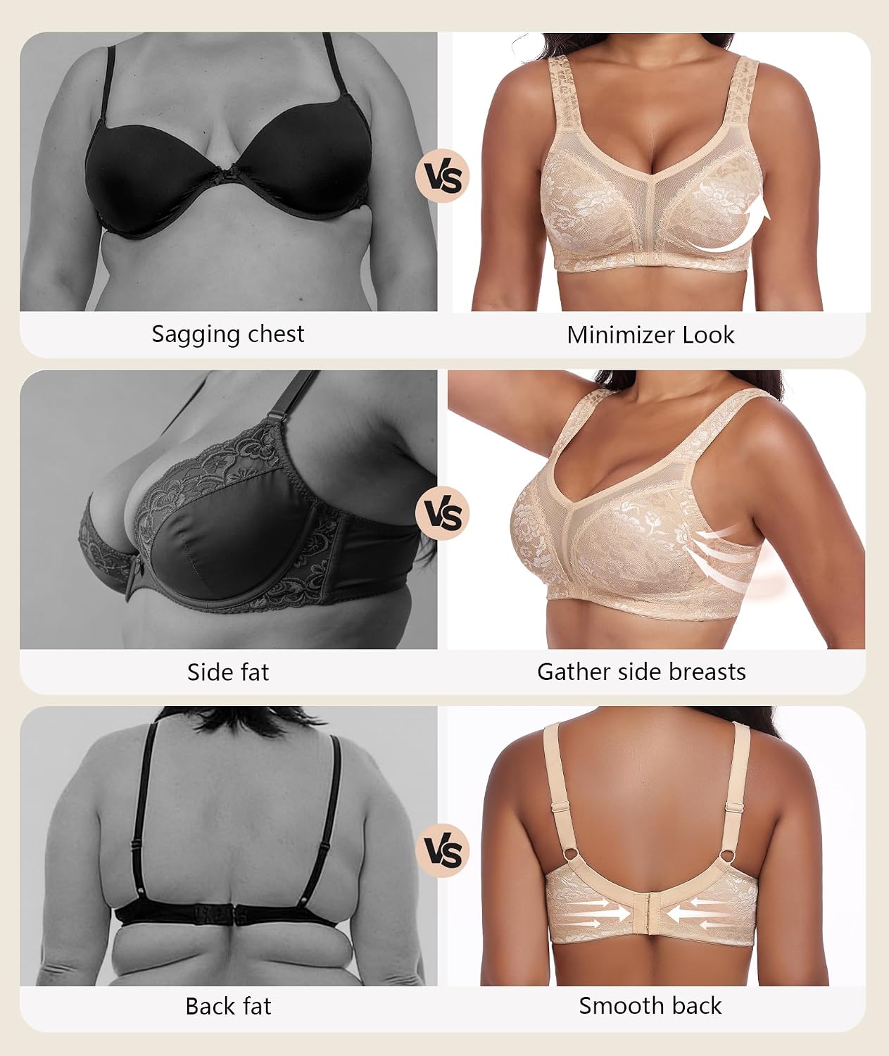 Detalle 2 de UPGAMR Full Coverage Minimizer Bra (wirefree) – lace jacquard, plus size comfort