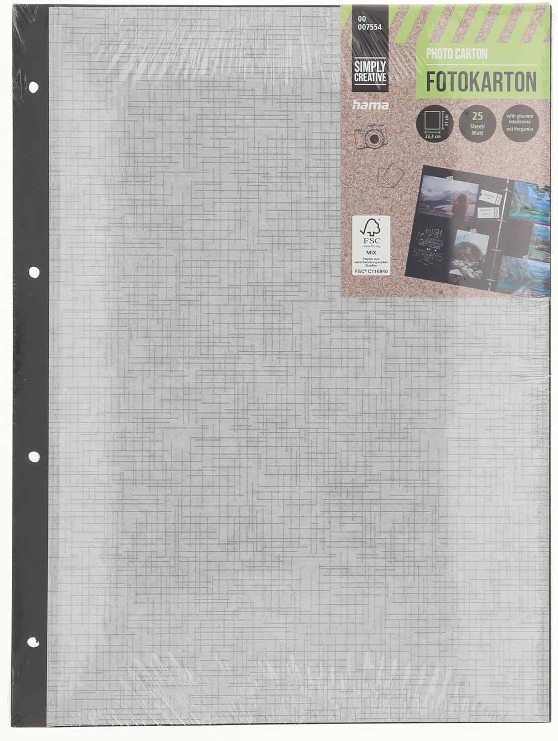 Thumbnail 4 de Hama Innenseiten Fotoalbum Scrapbooking – Nachfüllpackung, 25 Blatt, 233 x 310 mm, 250 g/m², perforiert, Schwarz