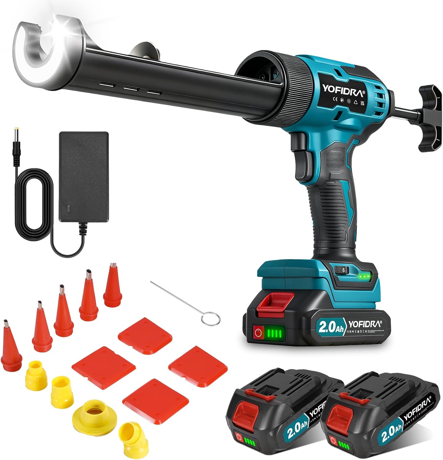 Detalle de Yofidra elektrisk silikonfogpistol med 6 hastigheter och LED-belysning