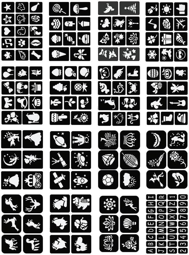 Thumbnail 6 de LOPHE Pochoir de tatouage réutilisable pour aérographe — pack de 16 motifs (modèles autocollants) pour enfant
