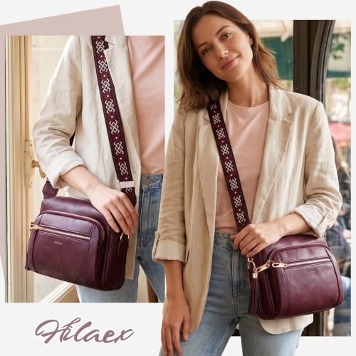 Detalle 2 de HILAEX Cross-Body Bag for Women, 4 Zip Compartments and Adjustable Strap
