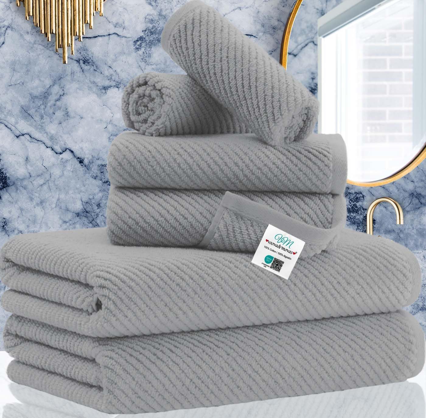 Detalle de VOOVA & MOVAS Grey 6-Piece Cotton Towel Set