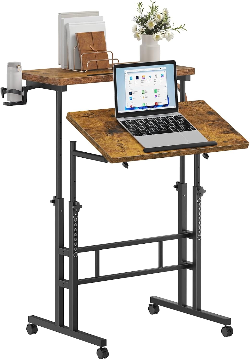 Detalle de DUMOS Rolling Standing Desk, Dark Brown
