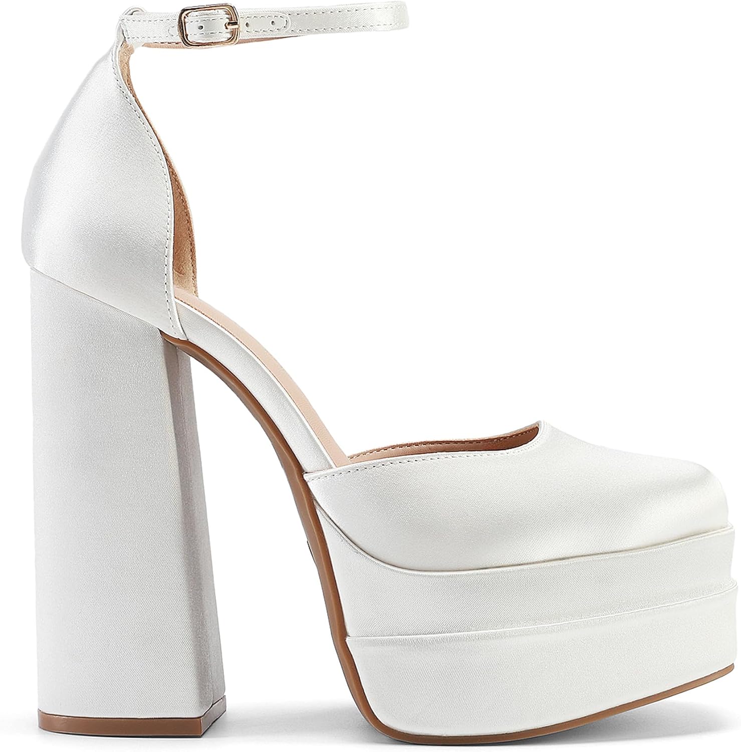 Detalle de DREAM PAIRS Women's High Platform Pumps with Square Toe and Ankle Strap