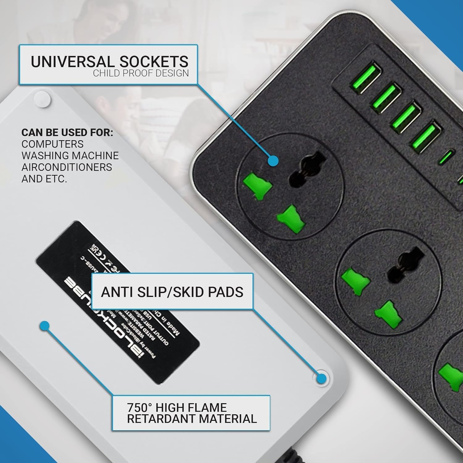 Detalle de iBlockCube 6 USB extension lead with 2m