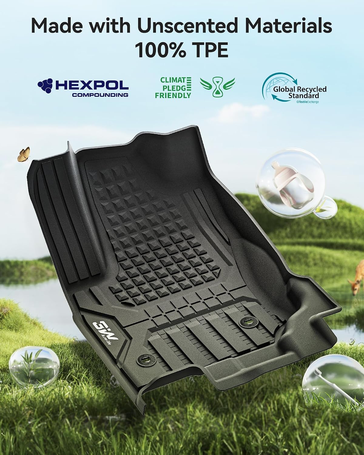 Thumbnail 6 de 3W Floor Mats for Toyota 4Runner 2025–2026 Hybrid — Full 7-Piece All-Weather Floor and Trunk Mat Set