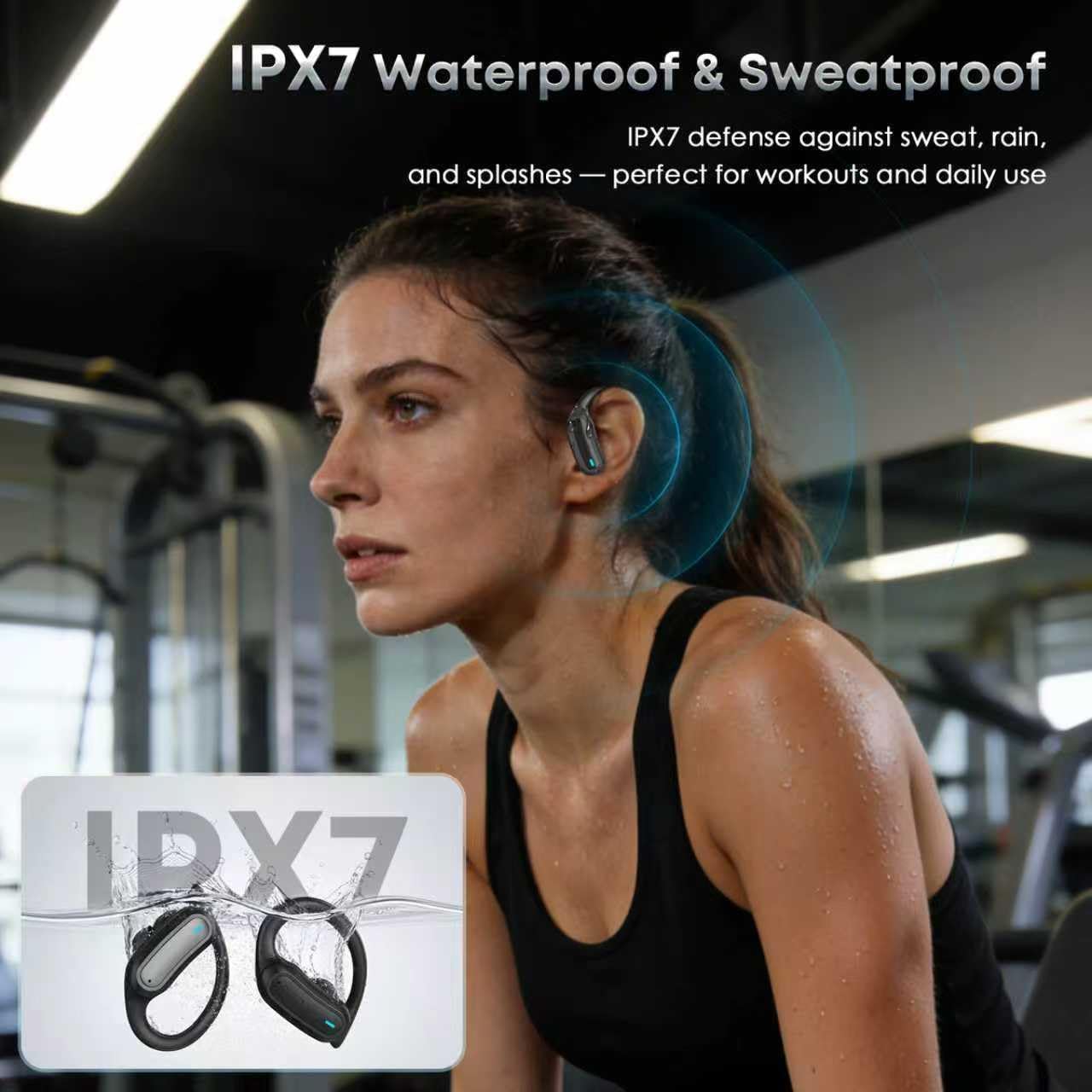 Thumbnail 2 de TRAUSI Wireless Earbuds (Bluetooth 5.3) with Noise Cancelling Mic, IPX7 for Workout & Running – Black