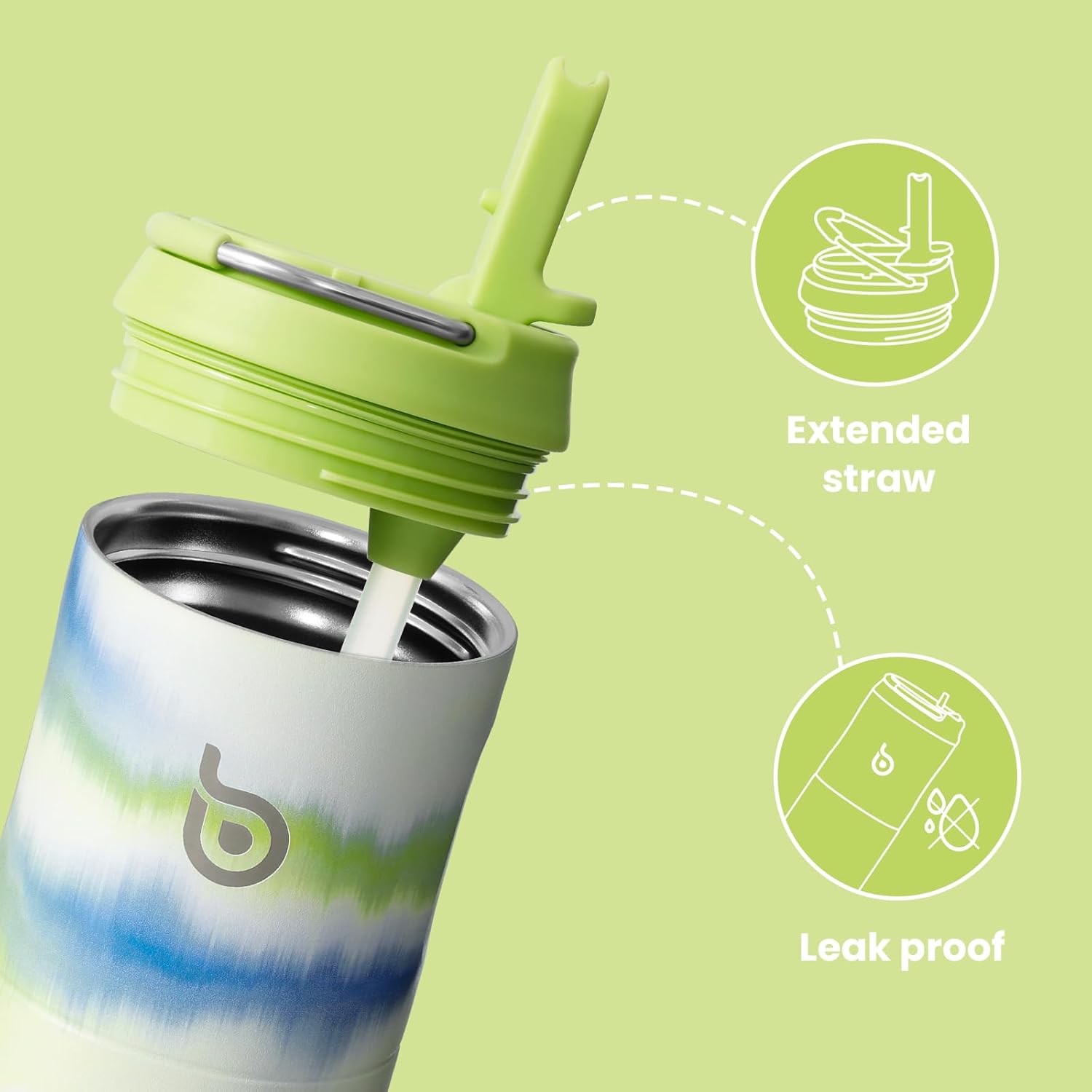 Detalle de BOTTLE BOTTLE Isolierte Edelstahl-Trinkflasche 750 ml mit Strohhalm, Deckel & Griff – Auslaufsicher, BPA-frei, Doppelwandig
