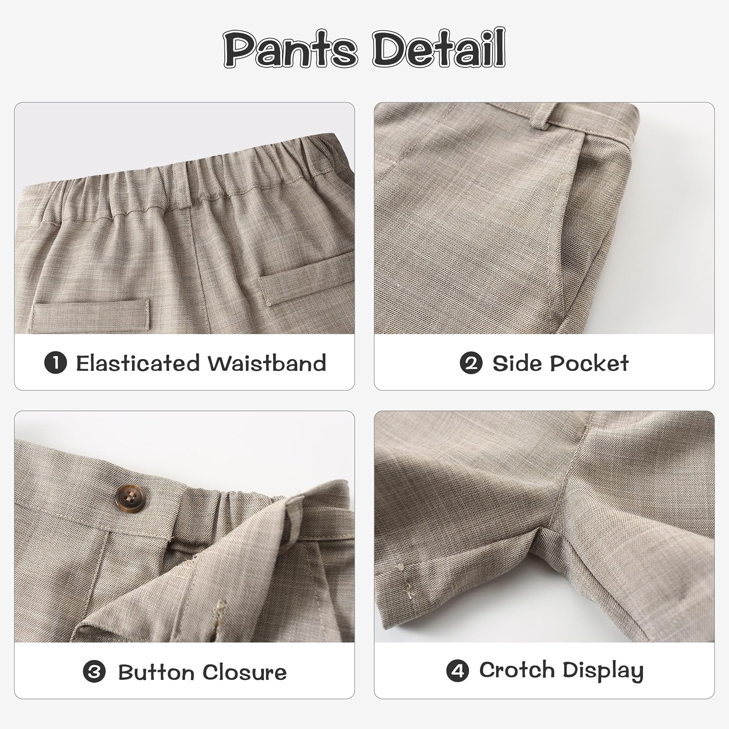 Thumbnail 6 de Volunboy 4‑teiliger Baby Jungen Hochzeitsanzug – Sommeranzug mit Hemd, abnehmbare Fliege, Weste und Shorts
