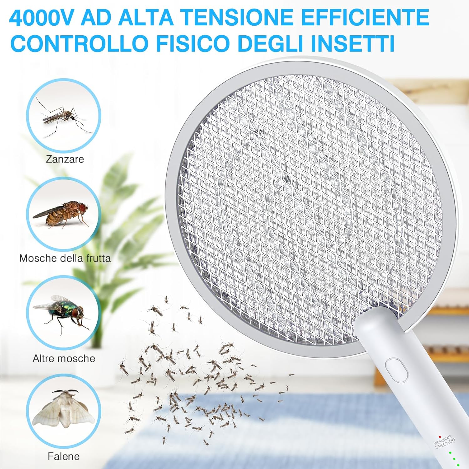 Thumbnail 1 de PALONE Racchetta Zanzare Elettrica 2x 4000V con USB ricaricabile – 2 in 1, protezione a 3 strati