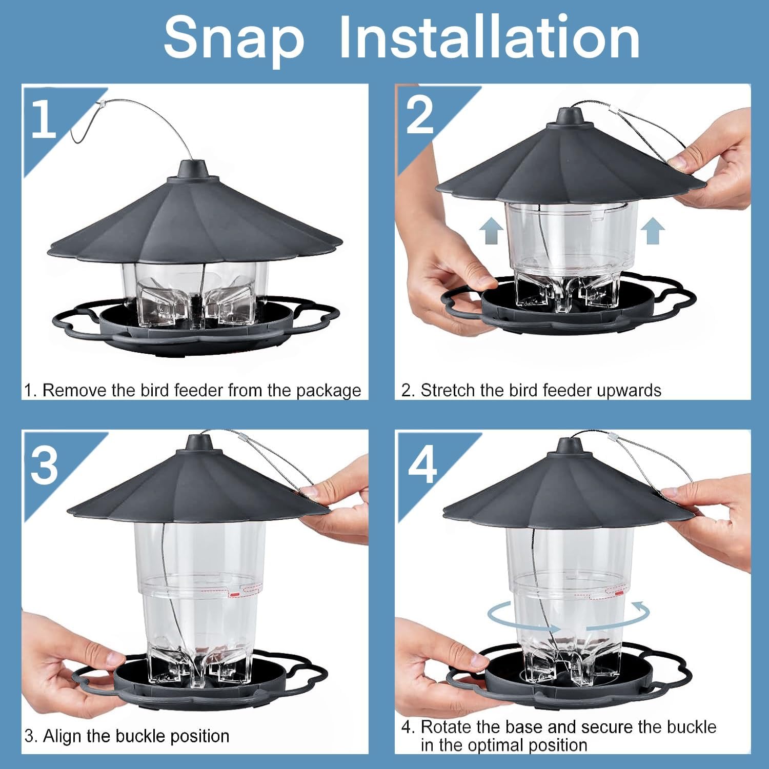 Detalle 2 de WLLKOO Bird Feeder adjustable hanging feeder 🎣