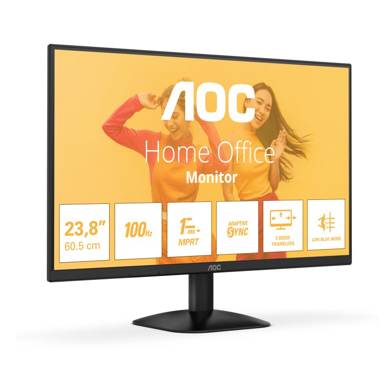 Detalle de Monitor AOC 24" 1080p 100 Hz VA Adaptive Sync sin marco Flicker Free Low Blue Light
