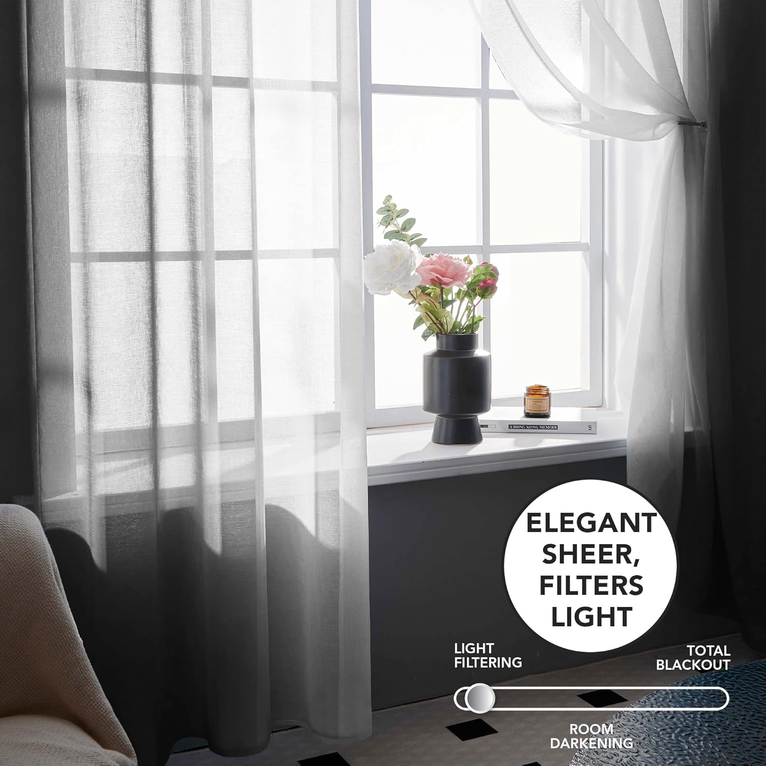 Thumbnail 6 de Deconovo Cortinas Blancas Translucidas para Dormitorio 🪟 2 Piezas 140x175cm