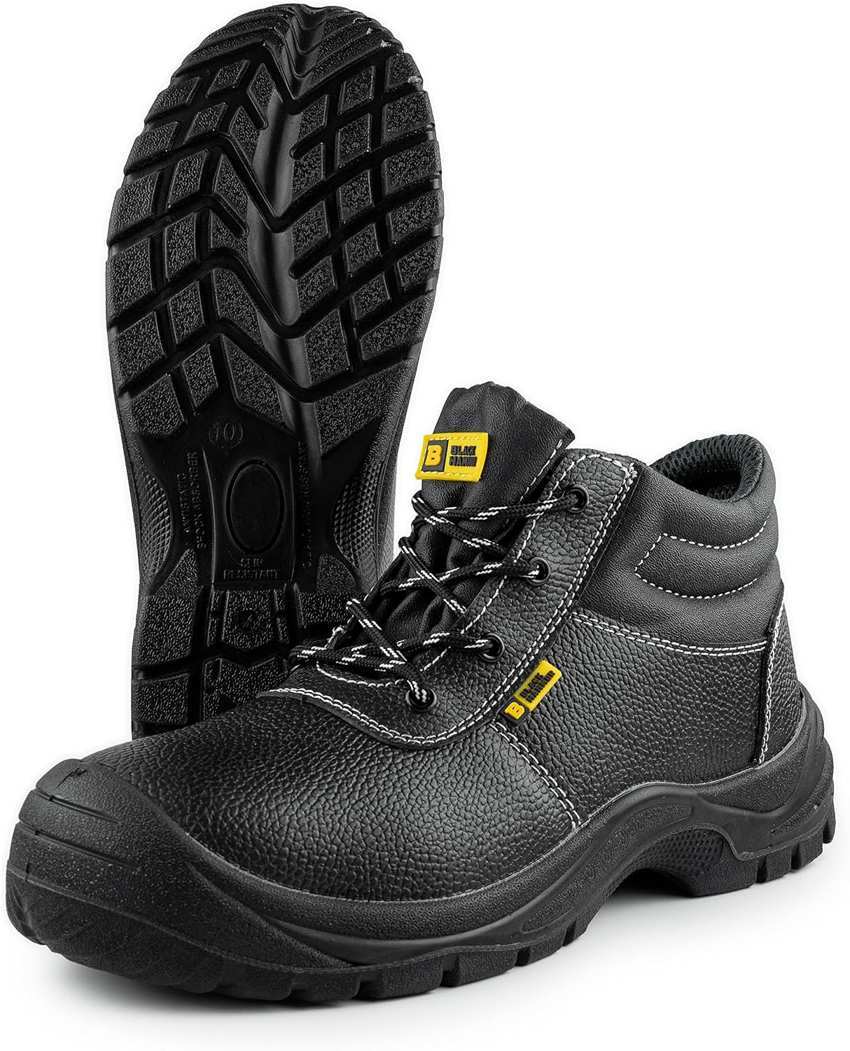 Detalle de BLACK HAMMER Sicherheitsstiefel Herren – Leder, Stahlkappe, S3 SRC, Schwarz