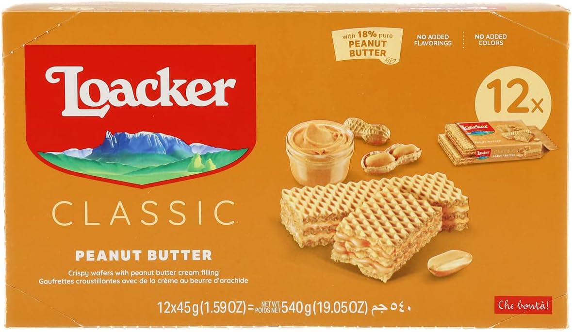 Thumbnail 1 de Loacker Classic Peanut Butter – Wafer al Burro di Arachidi, confezione da 12 pezzi da 45 g