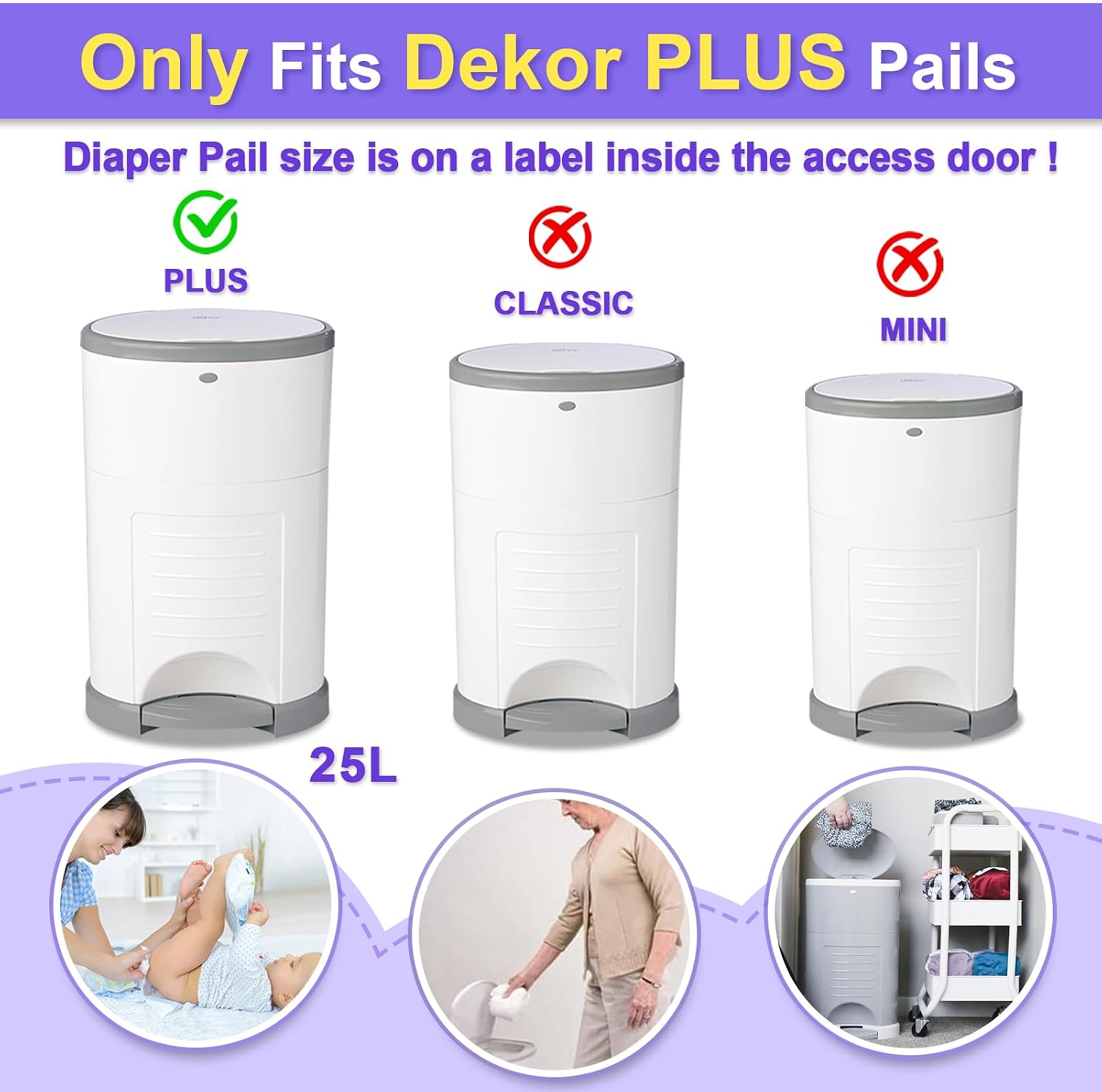 Thumbnail 1 de SOHBCLE Diaper Pail Refill Bags, 8-Pack for Dekor Plus, Lavender Scent