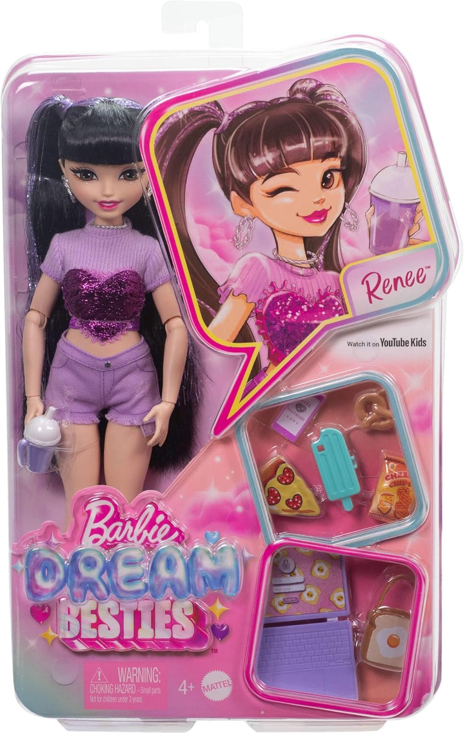 Thumbnail 5 de Barbie Dream Besties Renee Modepuppe mit langem schwarzem Haar & 11 Accessoires (HYC24)