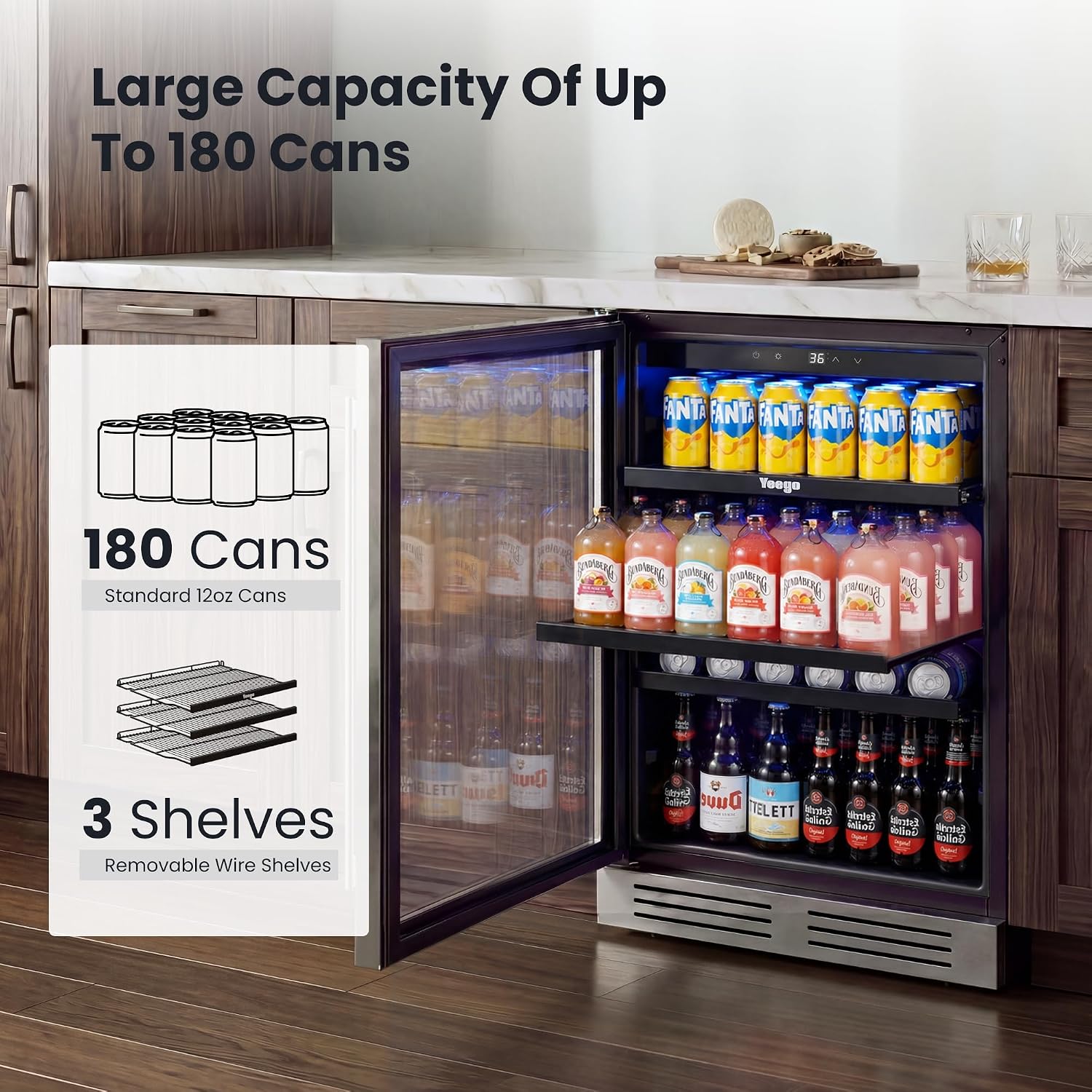 Detalle de Yeego Beverage Refrigerator, 5.1 Cu. Ft.