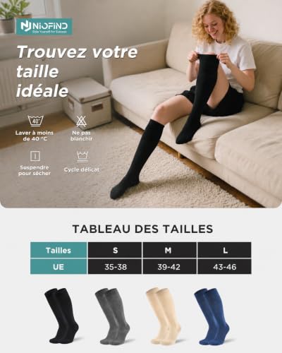 Thumbnail 8 de Niofind Chaussettes de Compression Homme & Femme – 2 Paires, 65% Coton, 20–30 mmHg
