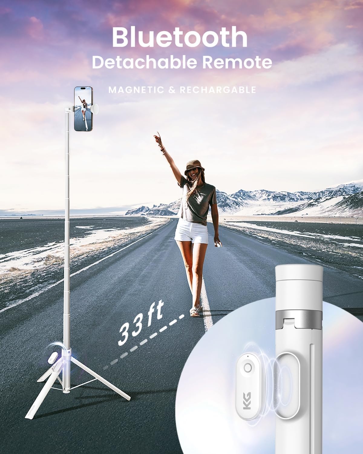 Thumbnail 6 de KraftGeek Automatic Phone Tripod for Smartphone — 66" Portable Selfie Stick Tripod