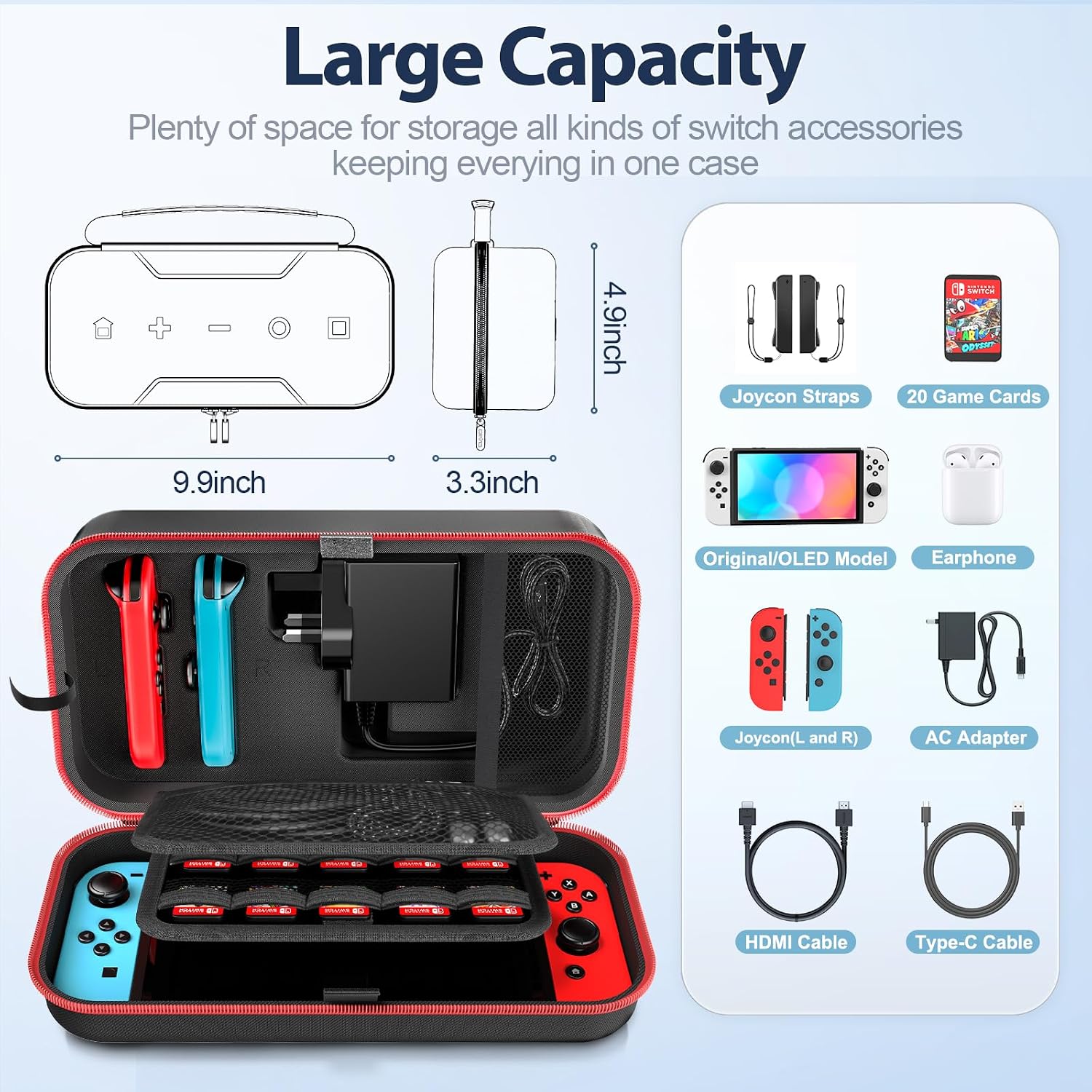 Detalle 2 de OIVO Hard Case for Nintendo Switch OLED, 20-card storage
