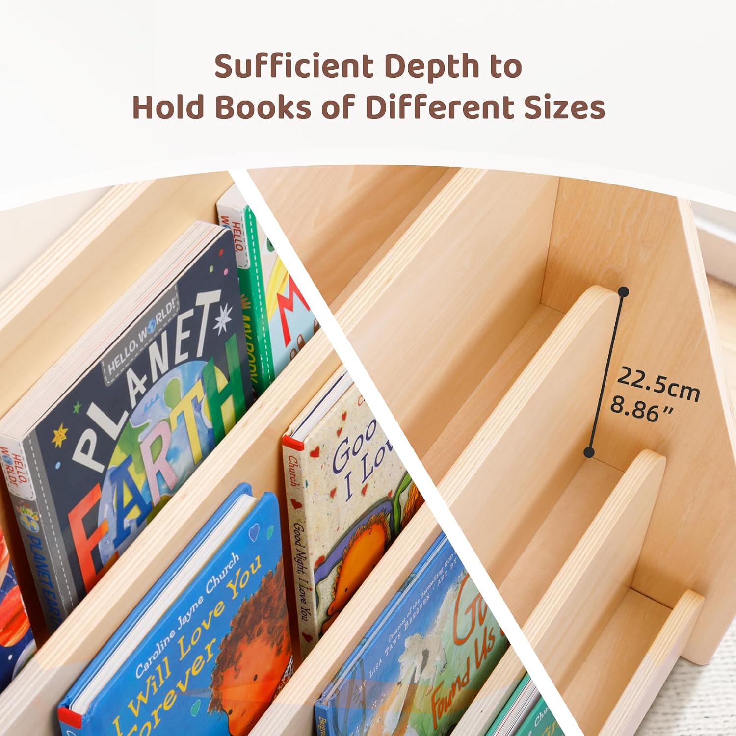 Detalle de OOOK BCOK060 4-Tier Kids Bookshelf, Front-Facing Wooden Bookcase