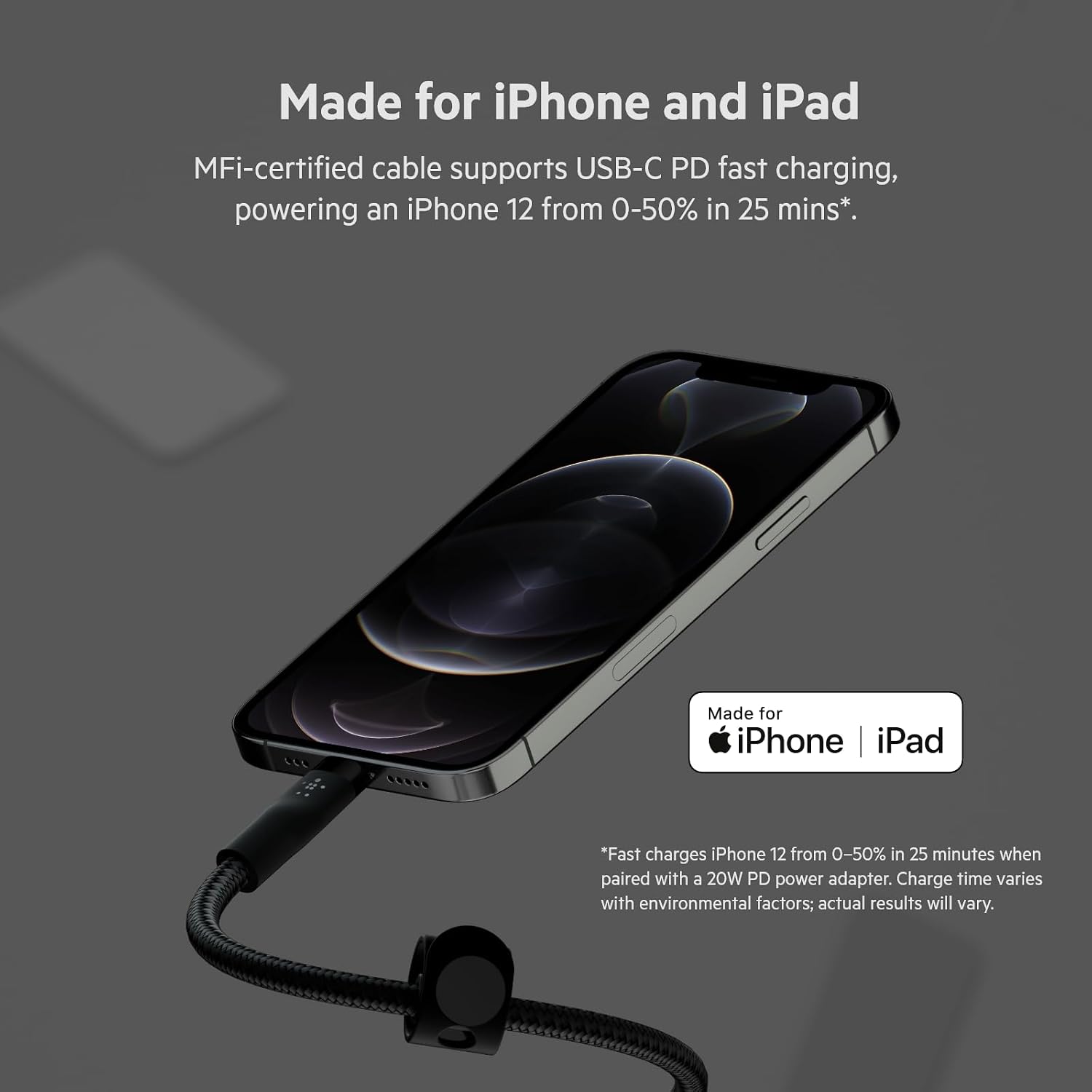 Detalle de Belkin braided USB-C to Lightning cable, 2 m