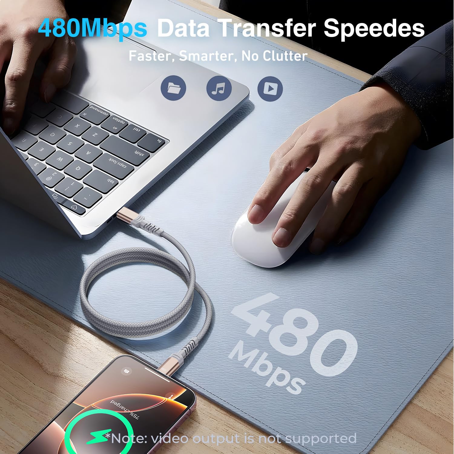 Thumbnail 5 de Ubluker Cavo USB-C a USB-C corto 0,5 m fino a 240W con eMarker e sincronizzazione dati