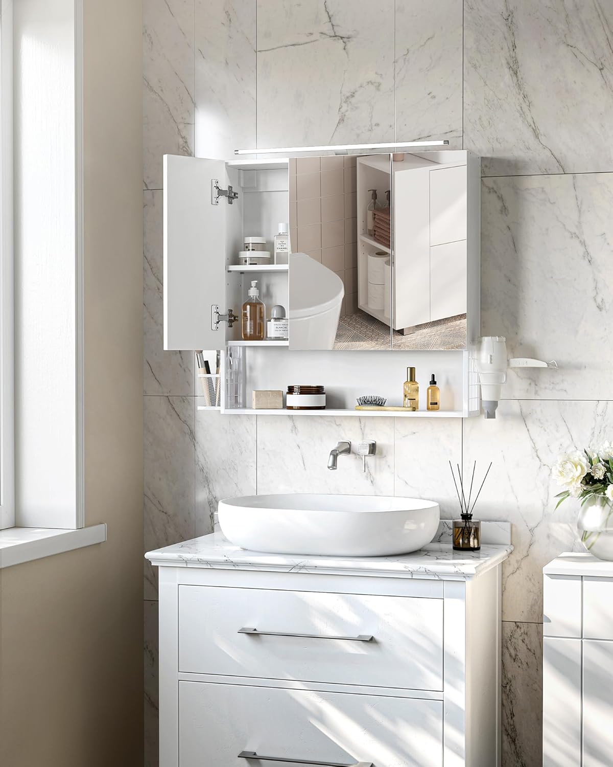 Thumbnail 1 de VASAGLE Armadietto da Bagno con Luce LED