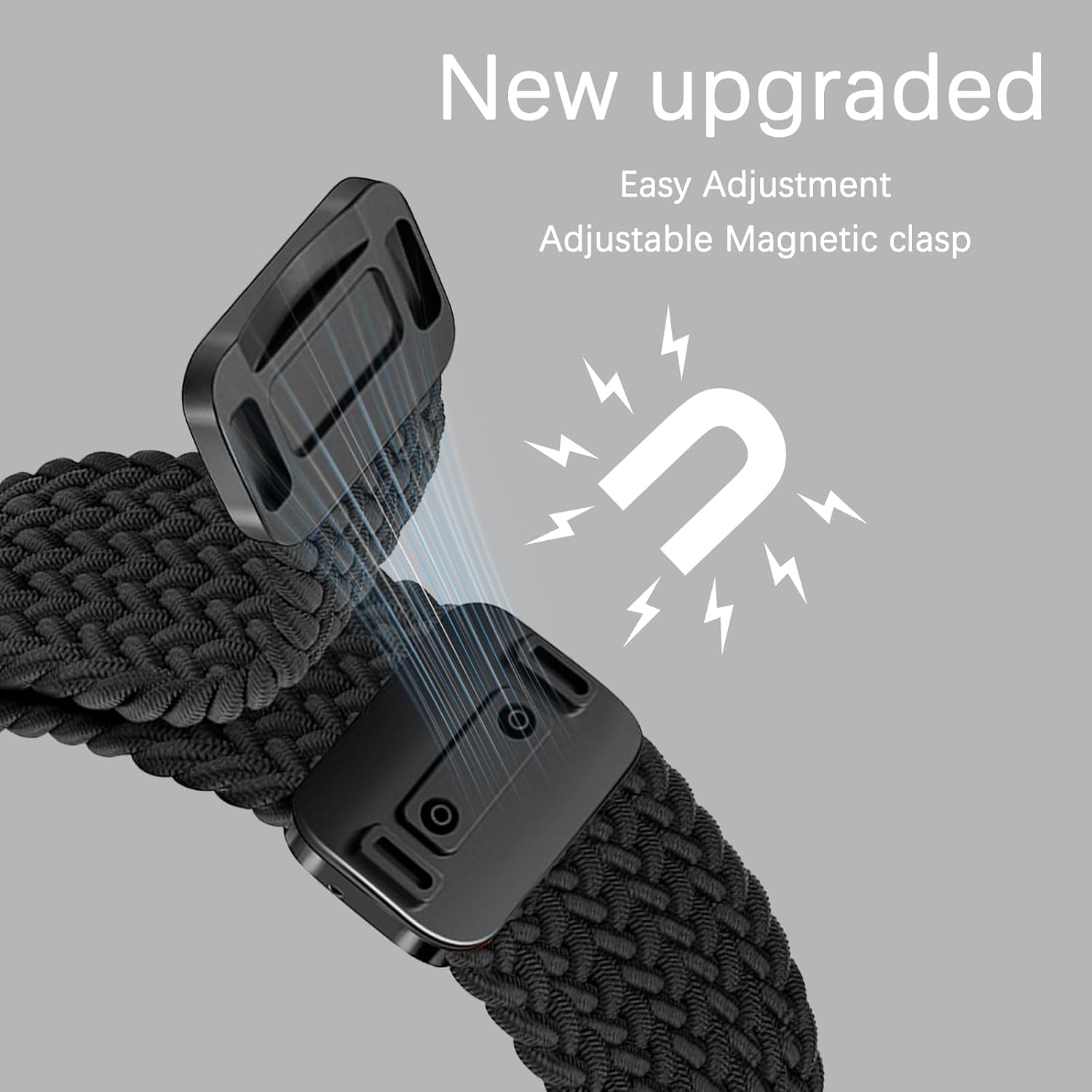 Detalle de Hinnwer Nylon Elastic Braided Strap for Apple Watch (42–49mm) with Magnetic Clasp