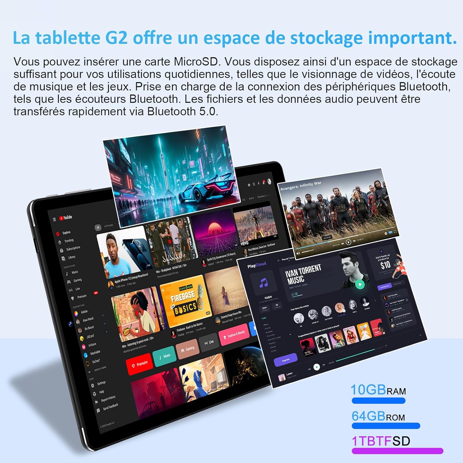 Thumbnail 3 de GOODTEL Tablette Android 13 10 pouces (64 Go + extensible) 5G/2,4G, GPS, double appareil photo et étui clavier-souris – Rouge