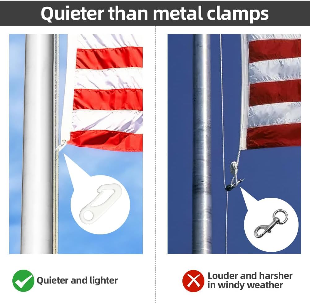 Thumbnail 3 de Adiwo 20 Piezas Clips para Asta de Bandera 6×2,5 cm