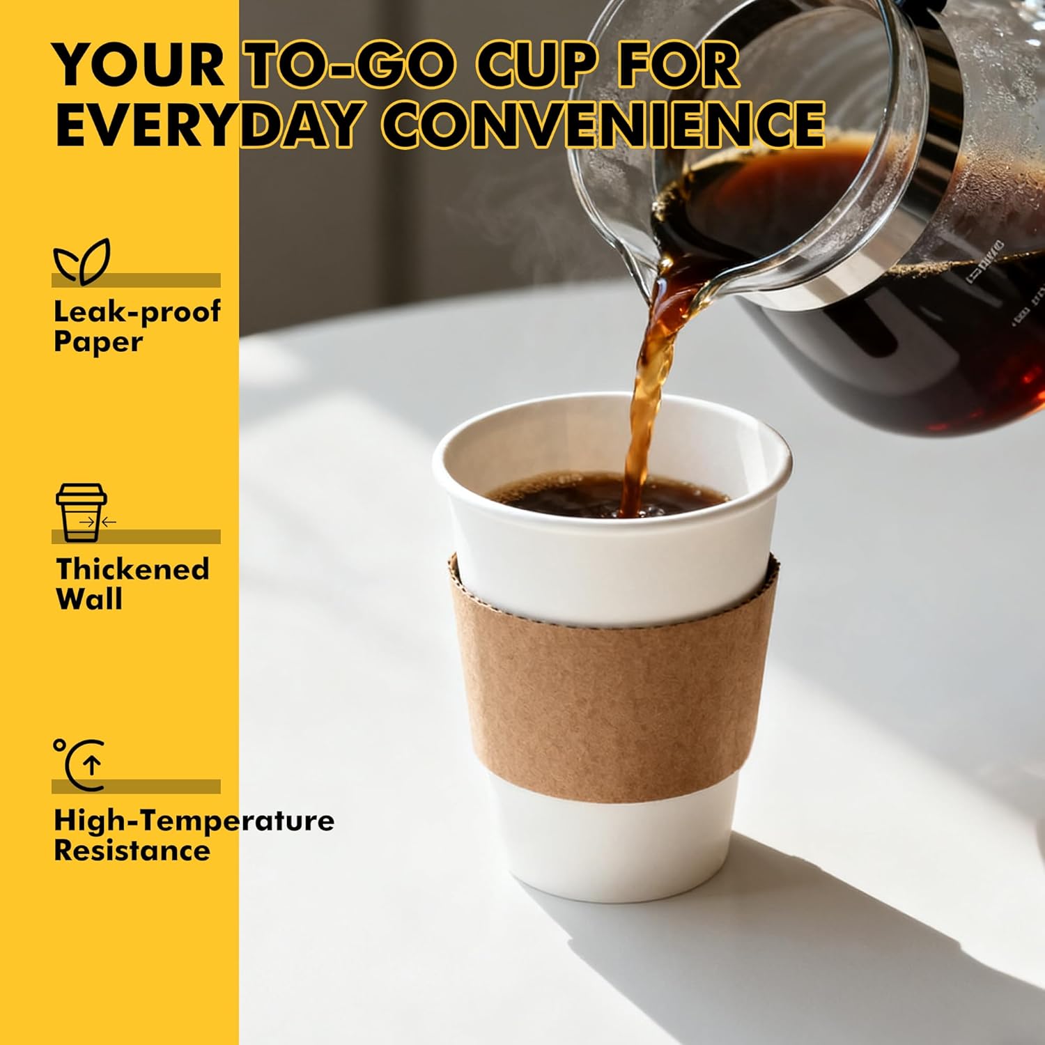 Thumbnail 4 de RACETOP 12 oz Disposable Paper Coffee Cups 50-Pack