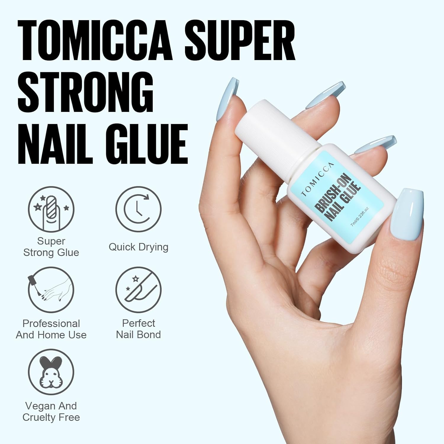 Detalle 2 de TOMICCA Colle à ongles Extra Forte Rapide (7 ml) avec pinceau pour capsules et ongles acryliques