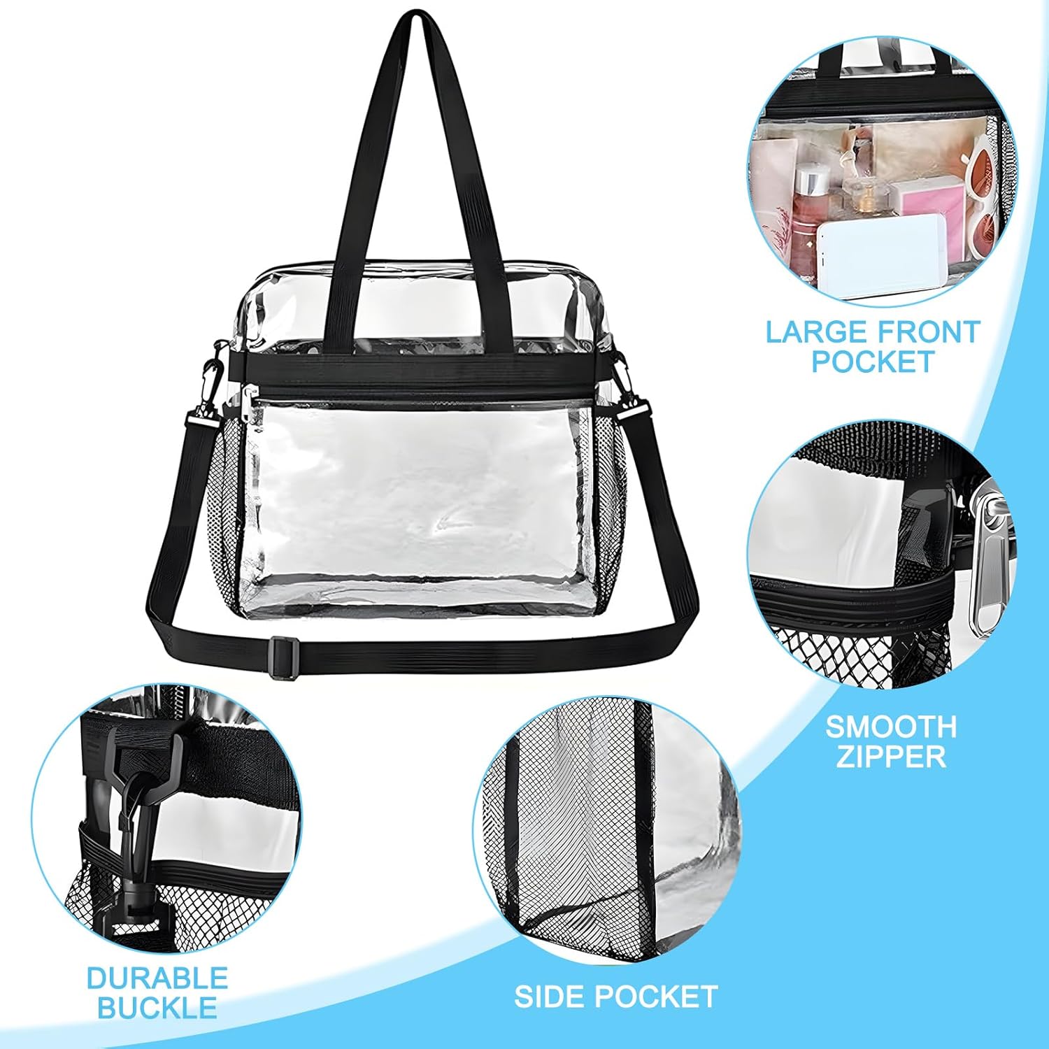 Thumbnail 2 de YancLife Clear Tote Bag: Waterproof Transparent PVC Cross-Body Bag for Everyday Use
