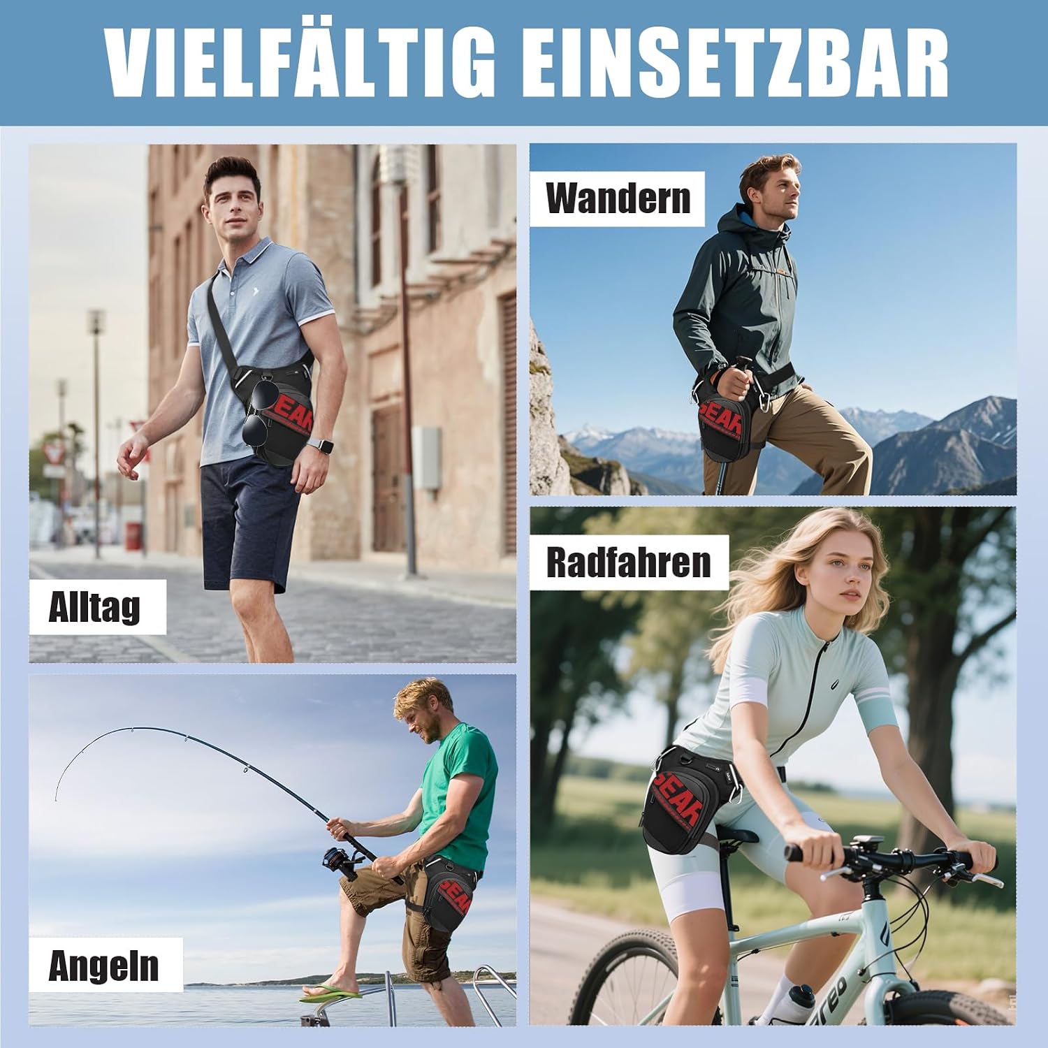 Thumbnail 6 de Eshow Beintasche Motorrad – erweiterbare Oberschenkeltasche für Herren und Damen