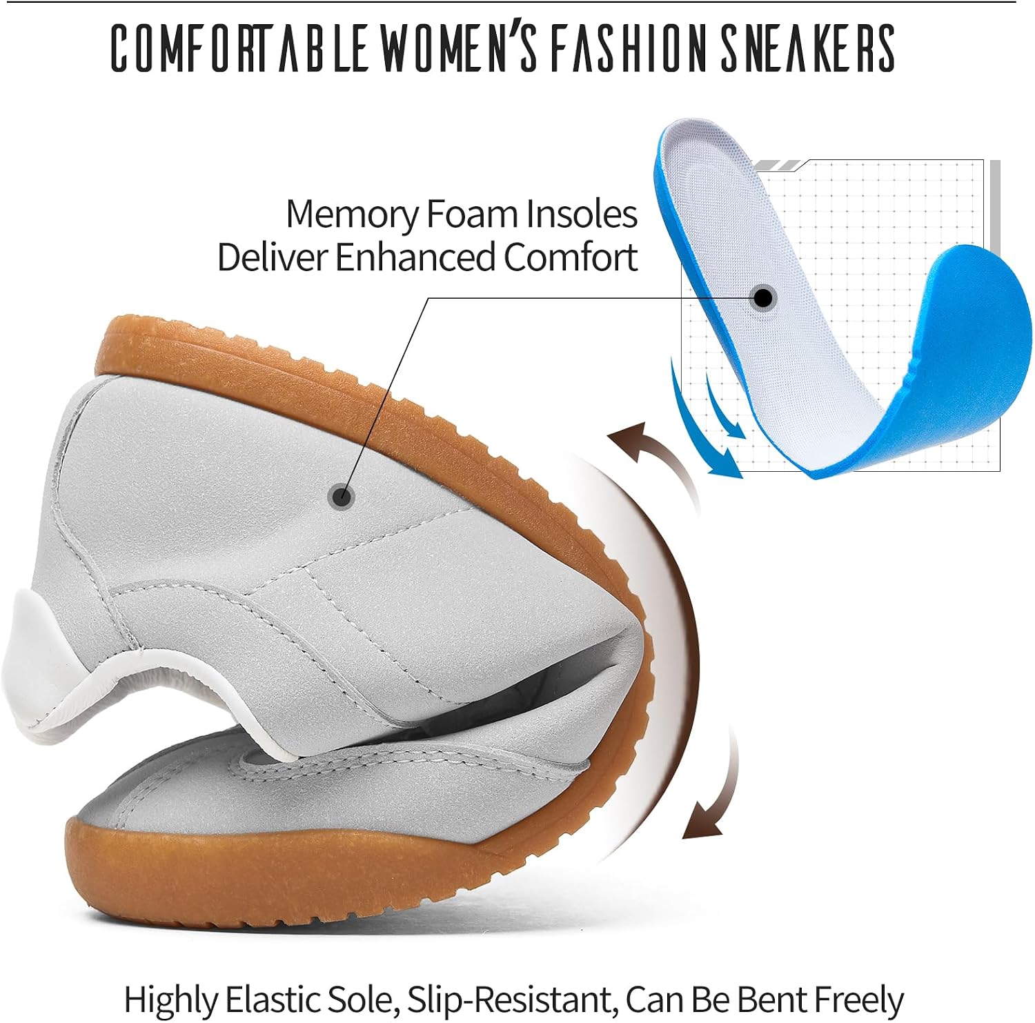 Thumbnail 4 de Adokoo Women's Casual Sneakers in PU Leather