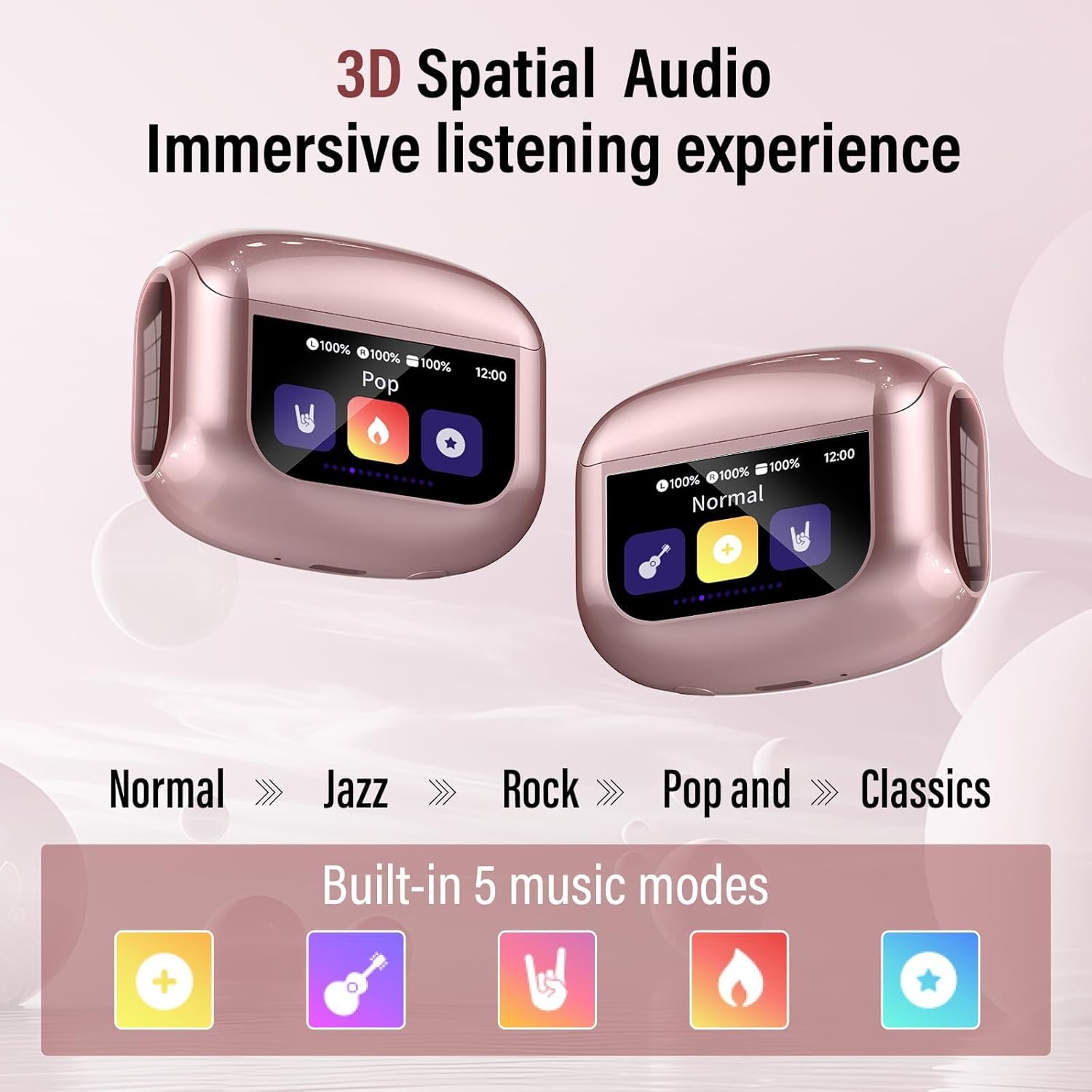 Thumbnail 6 de Thunelec Touchscreen Bluetooth Kopfhörer 2026 – In Ear with ANC+ENC, Bluetooth 5.4, IP7, USB-C, Rose