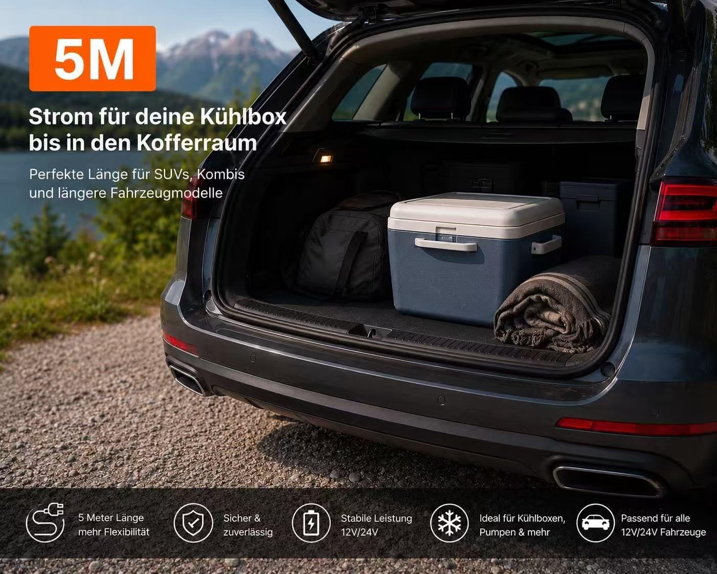 Thumbnail 2 de RGBer® 12V Zigarettenanzünder Verlängerungskabel mit Stecker – passend für Auto-Kühlbox und Kompressor