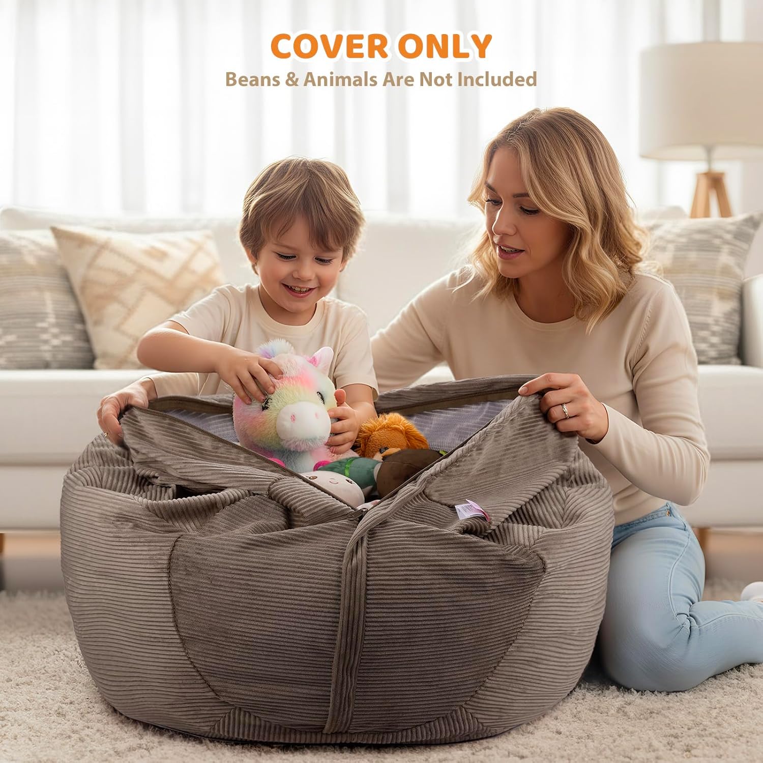 Thumbnail 1 de GAGAKU Pouf di peluche XXL 60x60 cm – fodera per riempire e organizzare giocattoli in cameretta