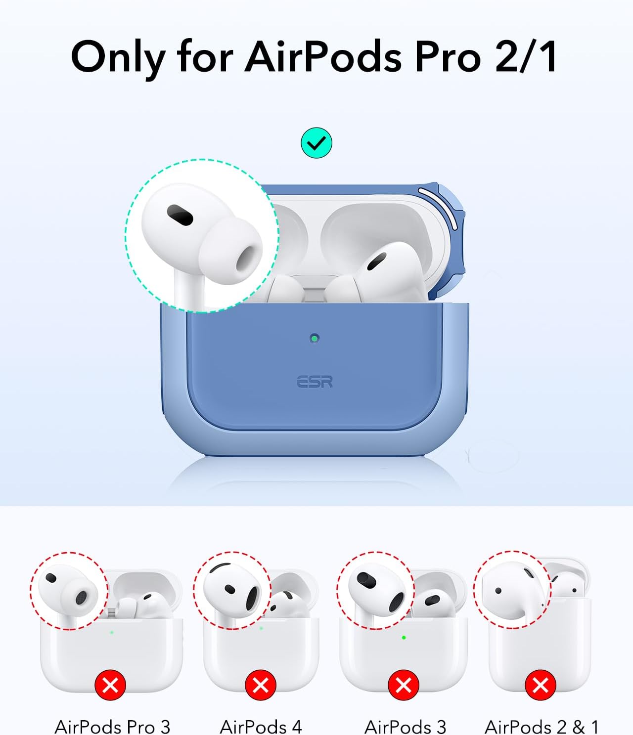 Thumbnail 1 de ESR Hülle für AirPods Pro 2/1 (2023/2022/2019) – MagSafe-fähig, magnetischer Deckel & Hybrid-Sturzschutz, blau