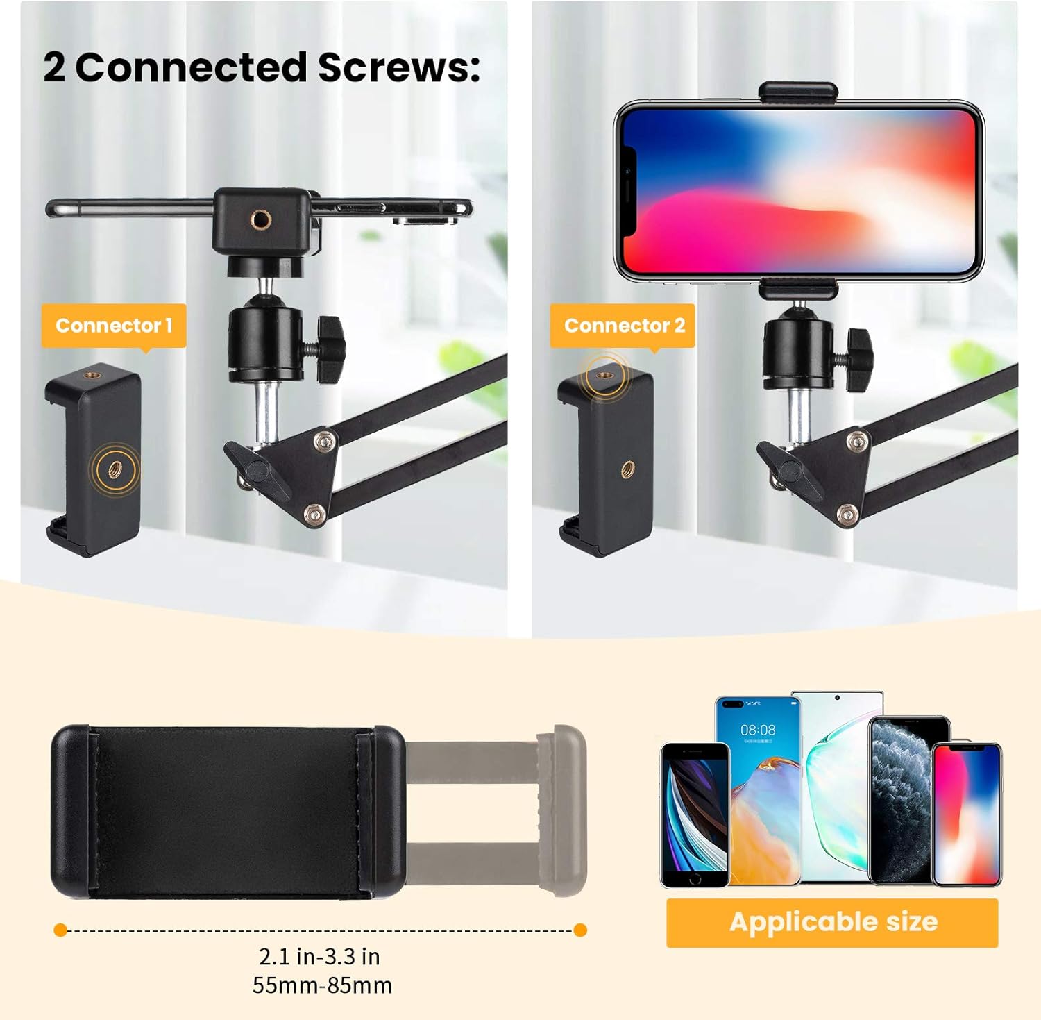 Thumbnail 4 de TARION Porta Cellulare con braccio articolato flessibile e rotazione 360° per riprese e livestream (nero)