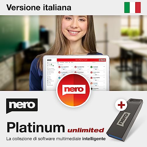 Nero Platinum Unlimited: Suite Multimediale con Keycard e USB per Editing 4K/8K, AI Foto e Backup