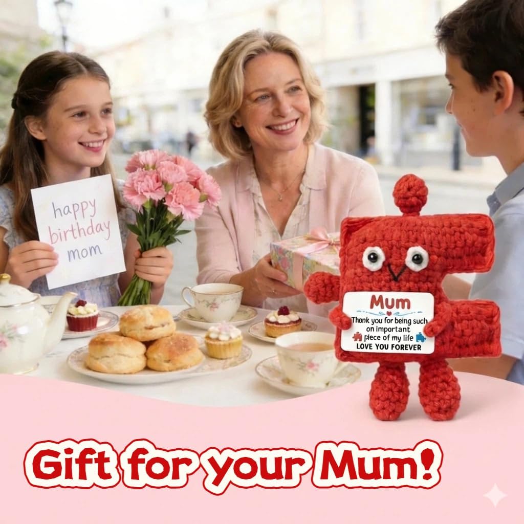 Detalle de SOMUSICTY Gifts for Mum: Handmade Crochet Puzzle Piece Decor — A Meaningful Keepsake for Birthdays and Mother’s Day