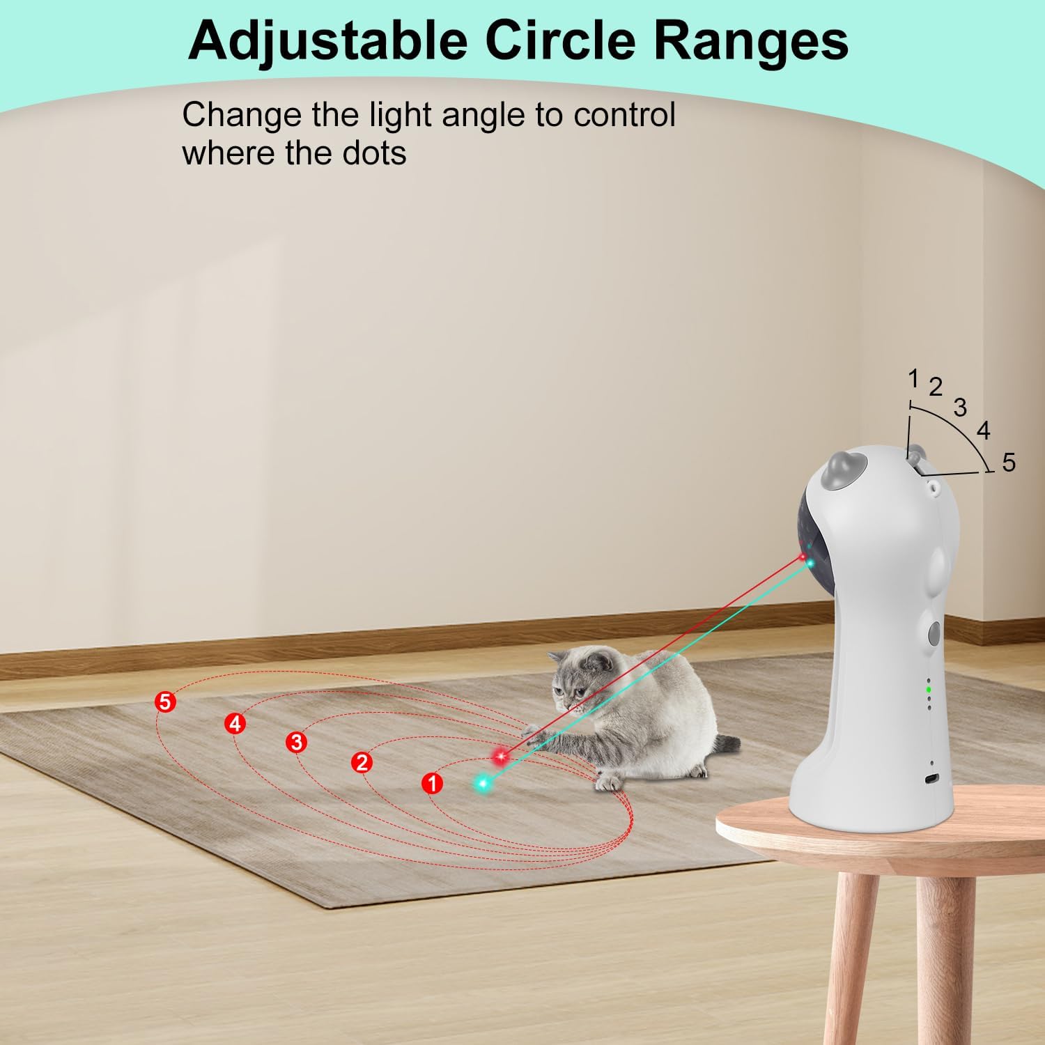 Detalle 2 de TBTeek Motion-Activated Interactive Cat Toy with Double Lights (Green & Red) – USB Rechargeable