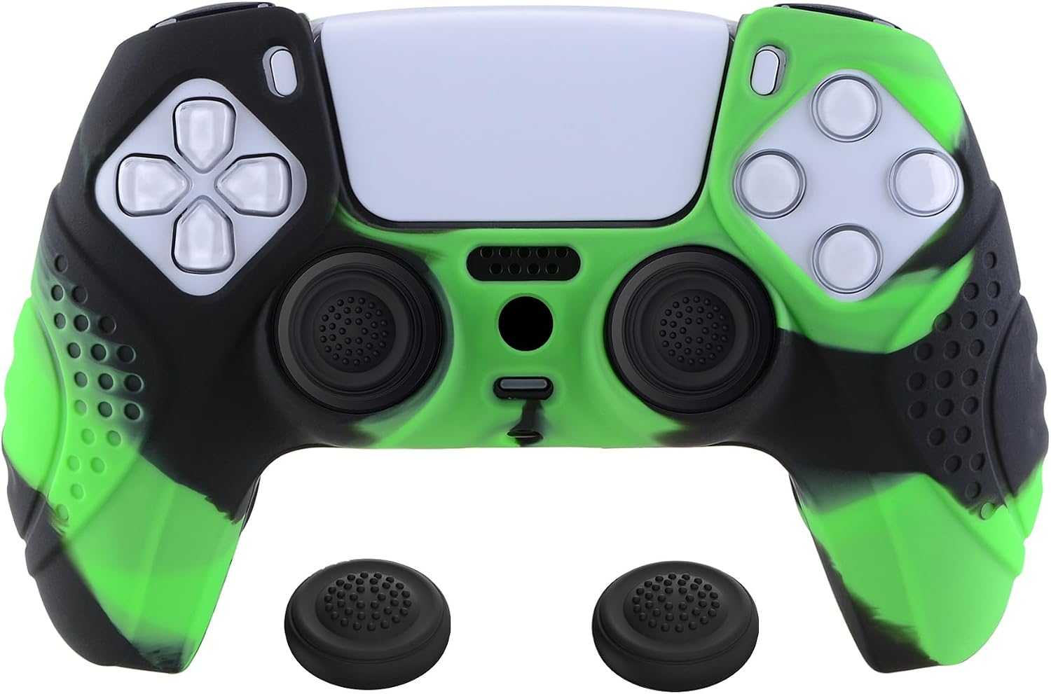 Detalle de eXtremeRate PlayVital Guardian Edition Ergonomic Silicone Case for PS5 Controller – Green & Black