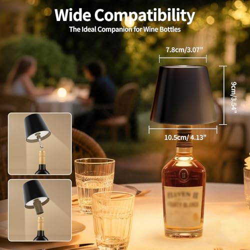 Detalle 2 de UPXNBOR Lampada per Bottiglia: lampada da tavolo senza fili in metallo con batteria high-capacity