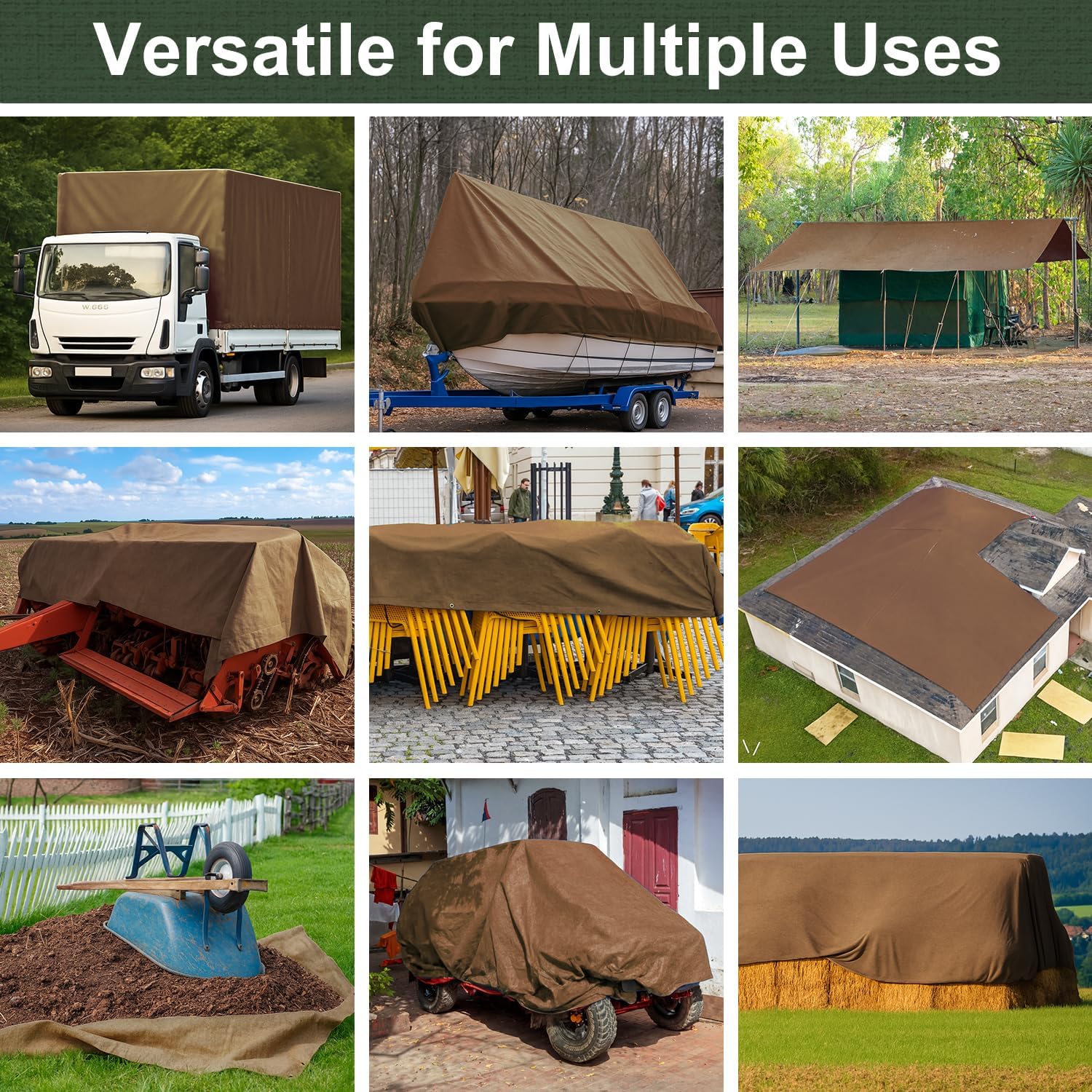 Thumbnail 6 de Patiobay Canvas Tarp 12x20 Feet - Heavy-Duty 12 oz Water Resistant with Rustproof Grommets
