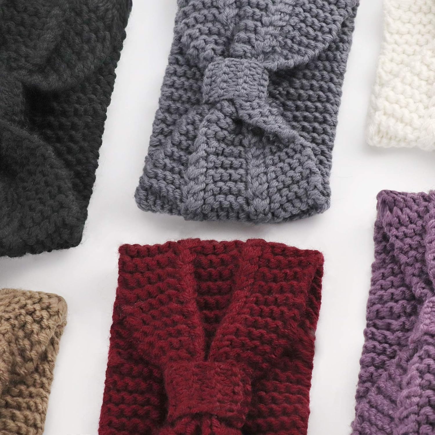 Detalle de DRESHOW 6er-Set Winter-Strick-Stirnbänder für Damen und Mädchen