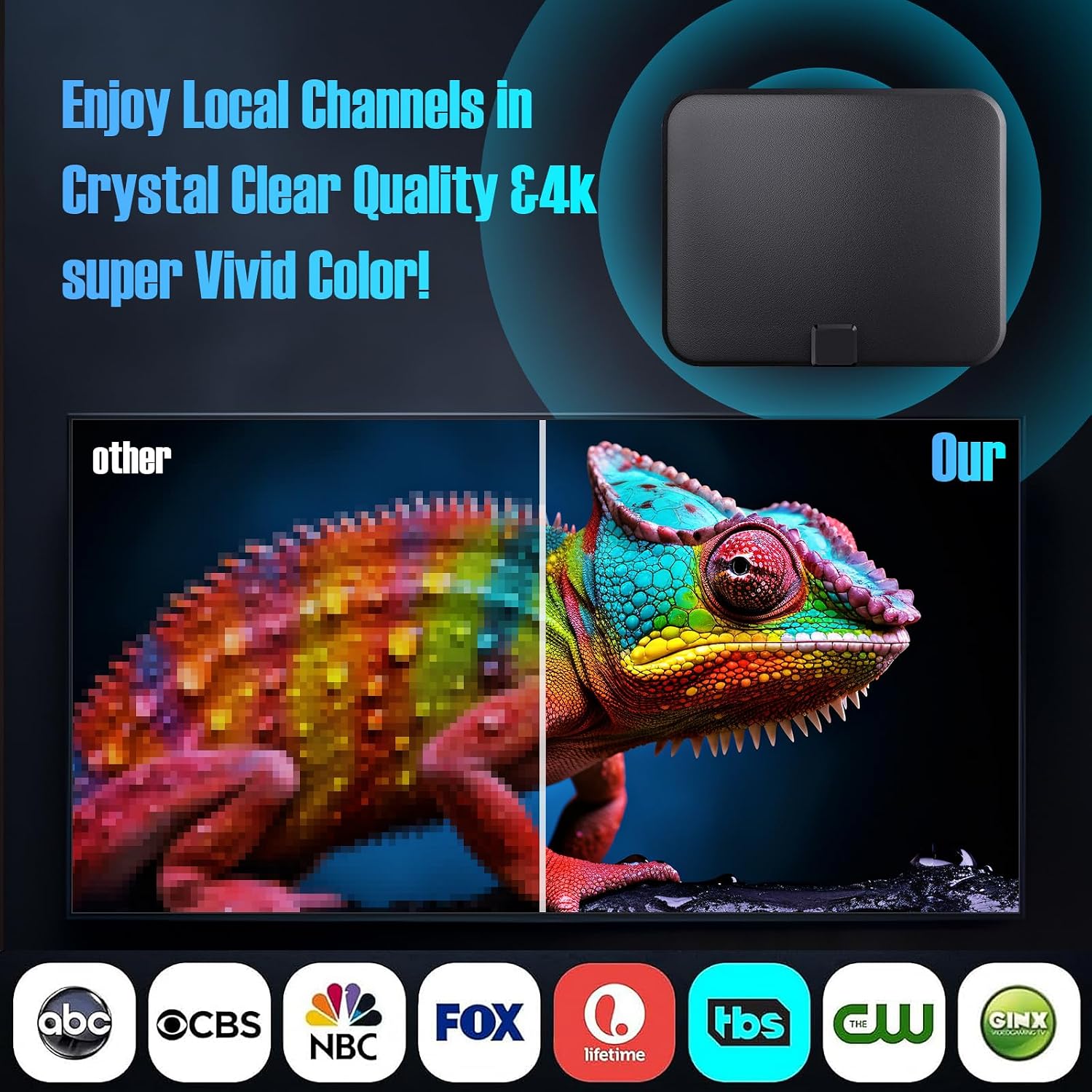 Thumbnail 5 de TV Antenna for Smart TV Indoor with 250-Mmile Range and 18ft Coax Cable